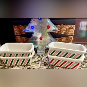 🎄 Peppermint Candy Stripe Mini Loaf Dishes | Set of 4 | Holiday Baking Gift